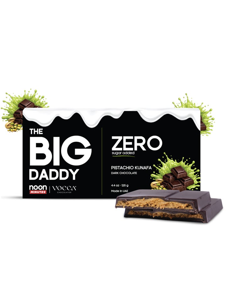 Zero Added Sugar Viral Pistachio Kunafa Filled Dark Chocolate Bar 125g